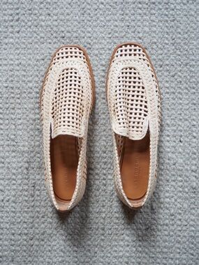 Robert Clergerie Paris Tan Orlana Jute Espadrille Raffia Penny Loafers - Size 40